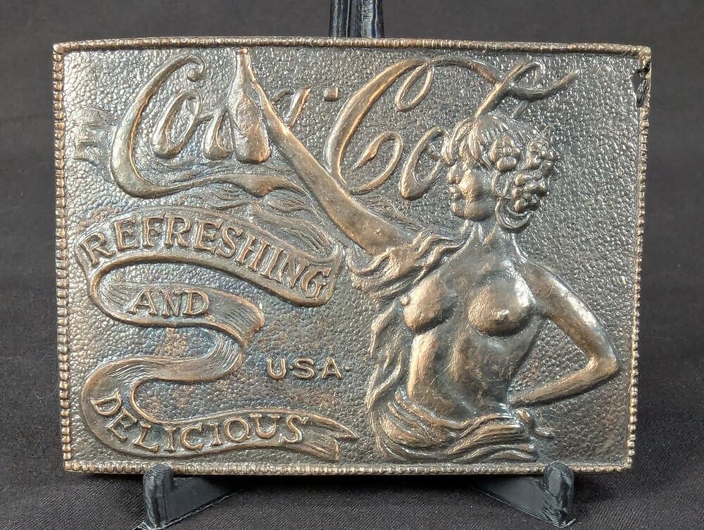 Vintage Coca-Cola Belt Buckle Refreshing and Delicious Girl Motif Brass Tone ...